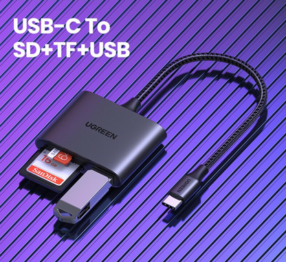 Card Reader - USB-C to USB-A 2.0 + SD3.0+ TF3.0