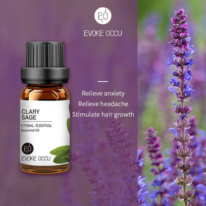 EVOKE OCCU 10ML Pure Essential Oils For Aroma Diffuser Humidifier Massage Candle Soap Making 100% Nature Lavender Jasmine Rose