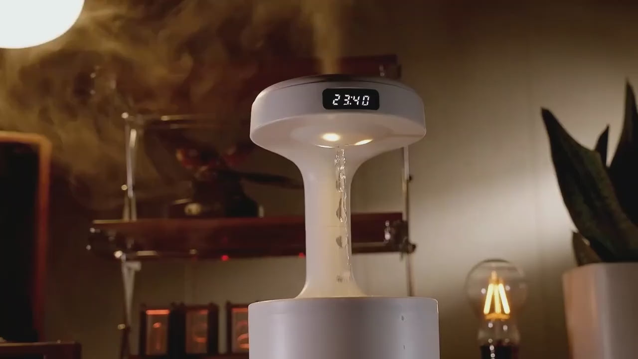Anti-Gravity Droplet Humidifier with LED Smart Display Clock - USB
